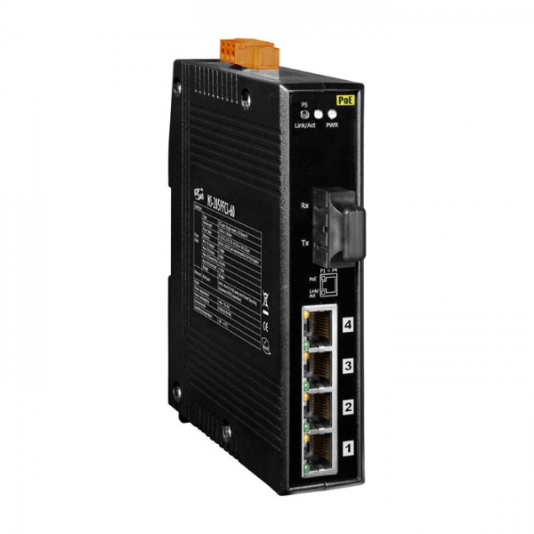 4-port 10/100 Mbps PoE with 1 fiber port Switch NS-205PFC-60