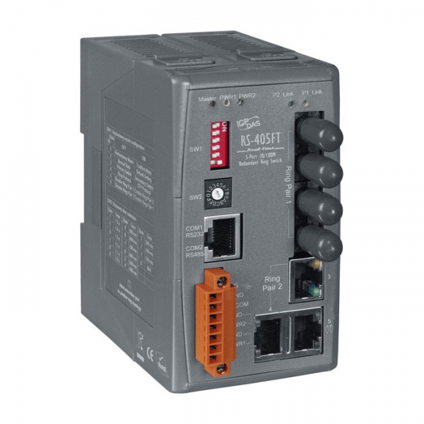 5-Port Real-time Redundant Ring Switch with 2-Fiber Port RS-405FT